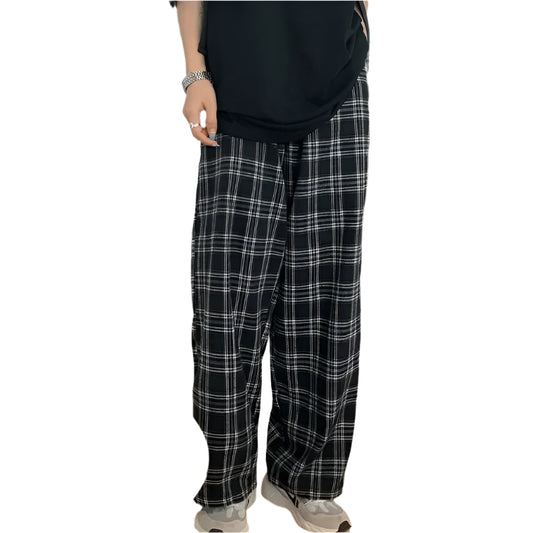 Plaid Casual Straight Pants