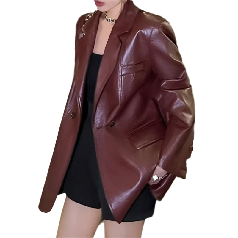 Retro Angora PU Leather Jacket