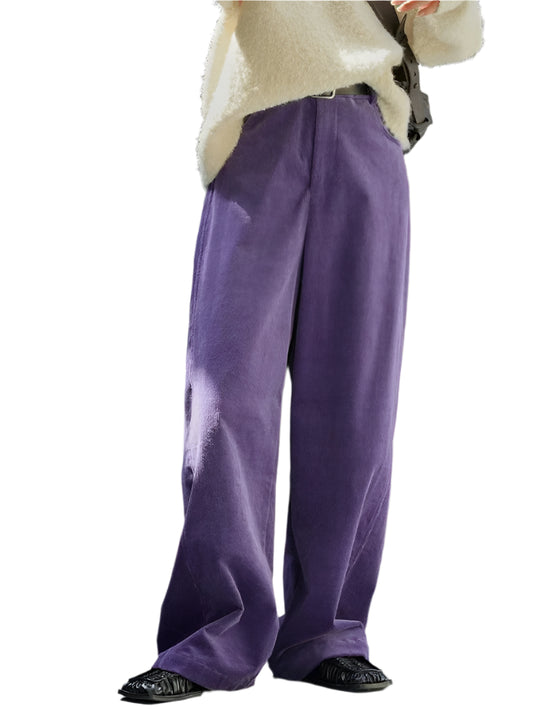 Purple Corduroy Baggy Pants